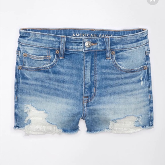 AE Next Level High-Waisted Ripped Denim Short Short Sz 4 - Picture 2 of 7